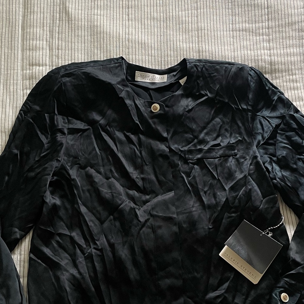 Valerie Stevens Black Silk Blouse - Picture 3 of 12